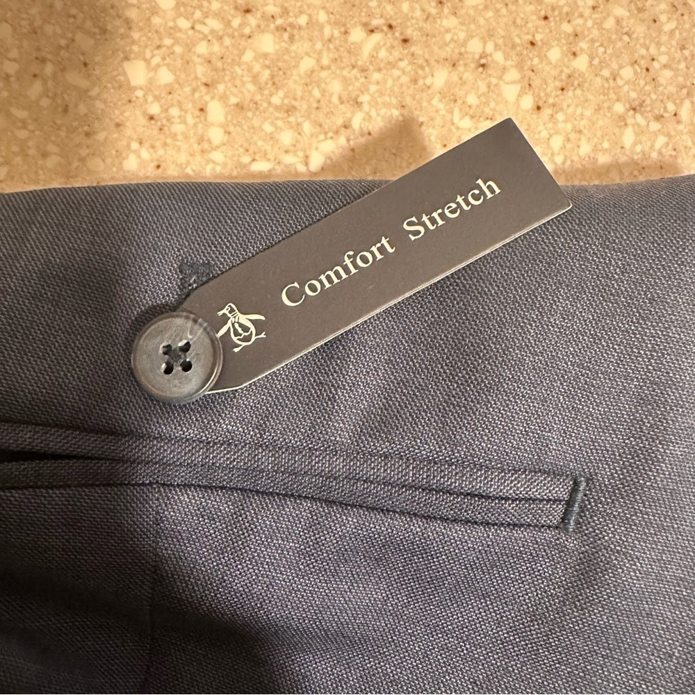 NWT Original Penguin Men’s Dress Pants Blue Shark Wool Slim Fit Stretch 36x32 - Picture 8 of 16